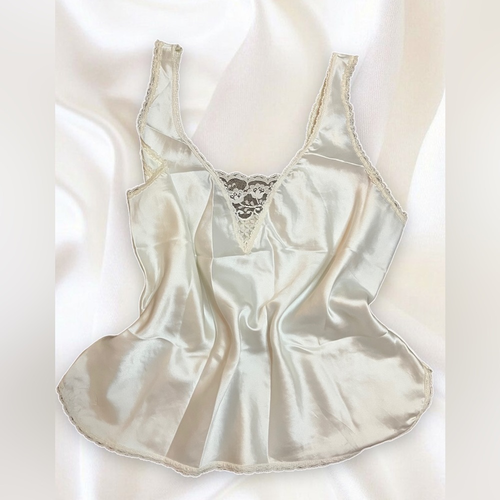 Vintage Cream Satin Laced Lingerie Tank